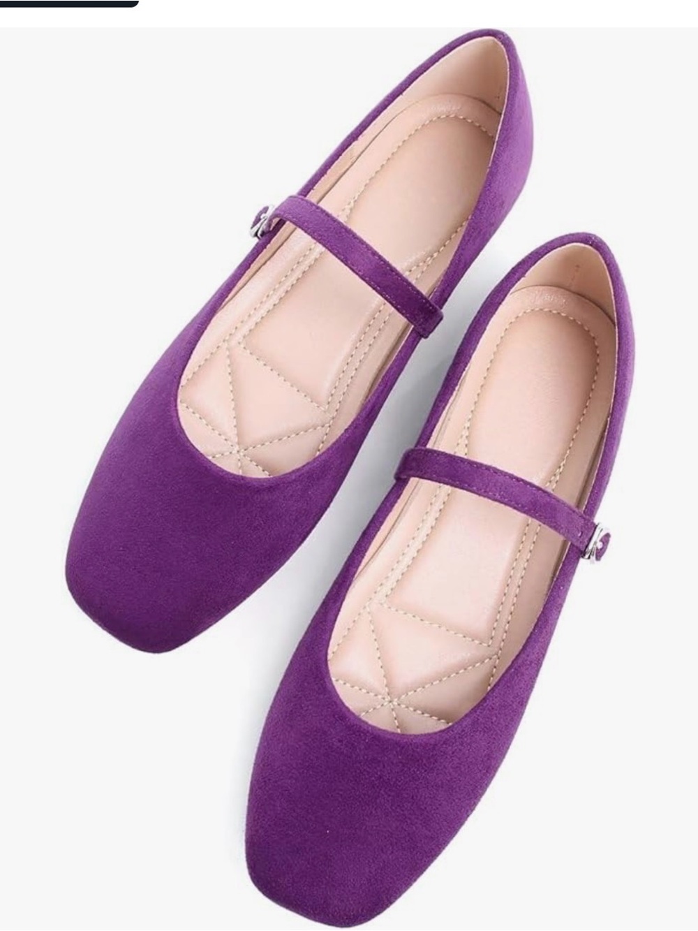 Women's Purple Mary Jane Flats - Elegant Suede Look size 8.5